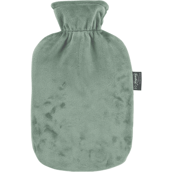 fashy ® Varmvannsflaske 2L med fleecetrekk i grønn farge