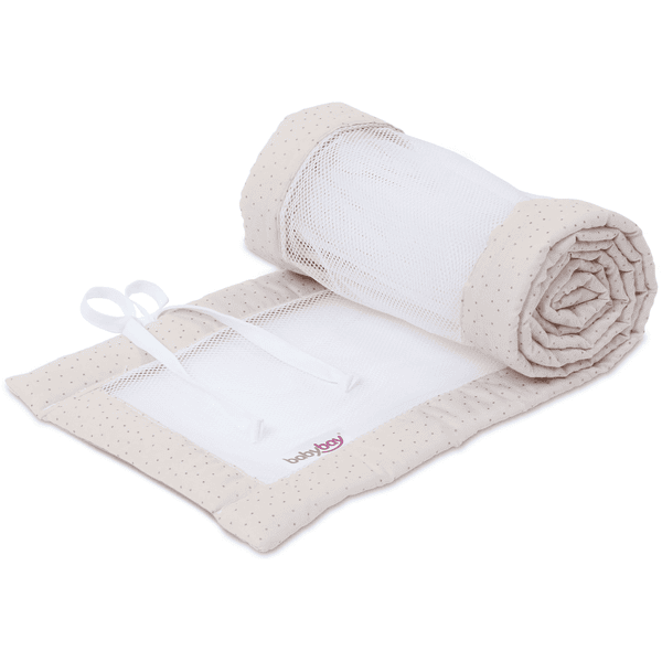 babybay® Nestchen Mesh Royal passend für Modell Maxi, Boxspring, Comfort und Comfort Plus beige Glitzerpunkte gold