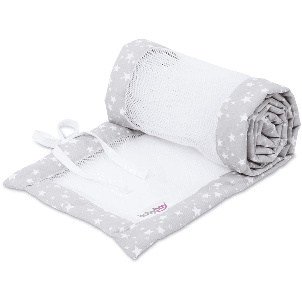 babybay® nest mesh piqué adatto al modello Boxspring XXL grigio perla stelle bianco