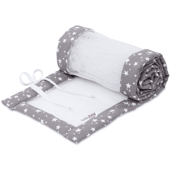 babybay® nest mesh piqué passer til Boxspring XXL modell taupe stars hvit