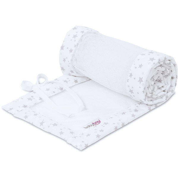 babybay® nest mesh piqué pasuje do modelu Boxspring XXL white stars pearl grey