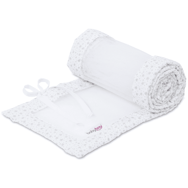 siatka gniazda babybay® pasująca do modelu Boxspring XXL biały brokat gwiazdki srebrny