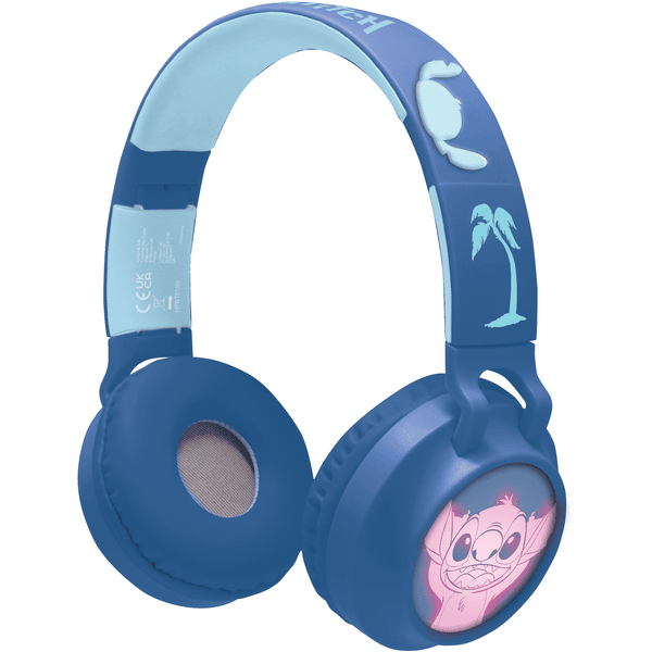 LEXIBOOK Disney Stitch 2en1 Bluetooth® cable, auriculares plegables con volumen seguro