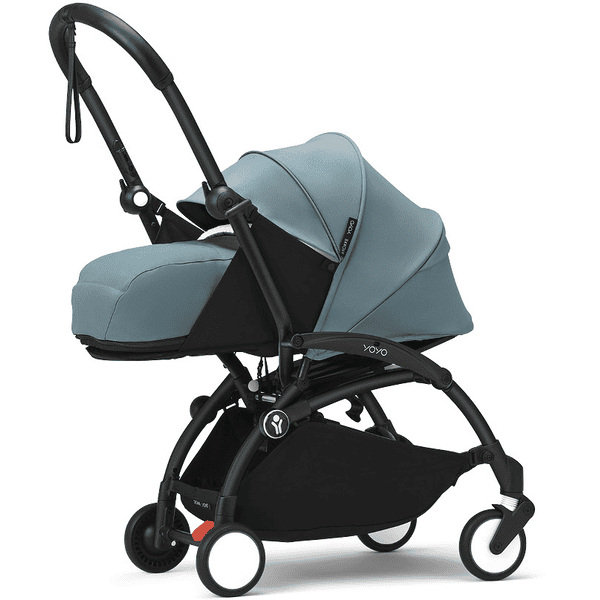 Stokke® Kinderwagen YOYO³ Gestell black inkl. 0+ Neugeborenenaufsatz Aqua