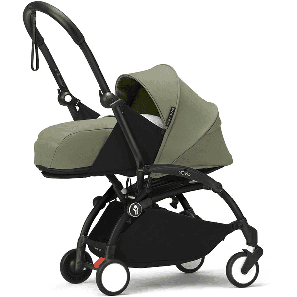 Stokke® Kinderwagen YOYO³ Gestell black inkl. 0+ Neugeborenenaufsatz Olive