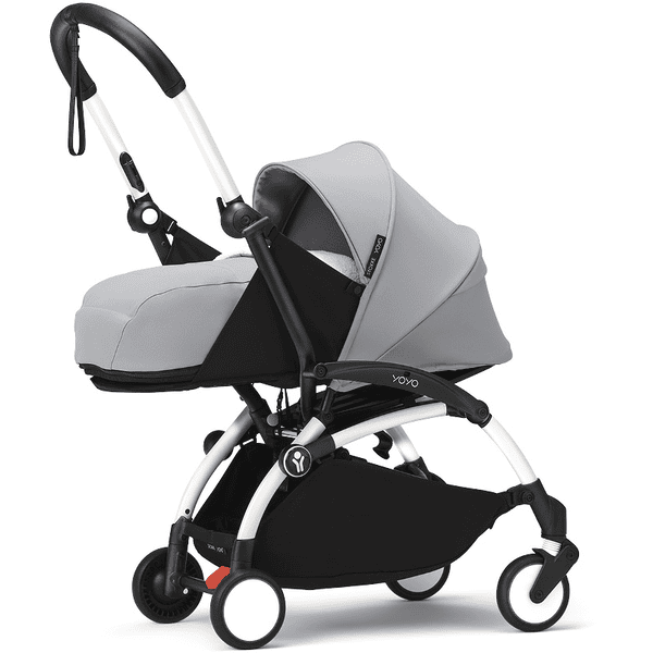 Stokke® Kinderwagen YOYO³ Gestell white inkl. 0+ Neugeborenenaufsatz Stone