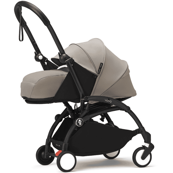 Stokke® Kinderwagen YOYO³ Gestell black inkl. 0+ Neugeborenenaufsatz Taupe