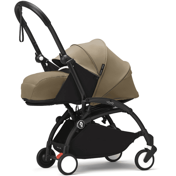 Stokke® Kinderwagen YOYO³ Gestell black inkl. 0+ Neugeborenenaufsatz Toffee