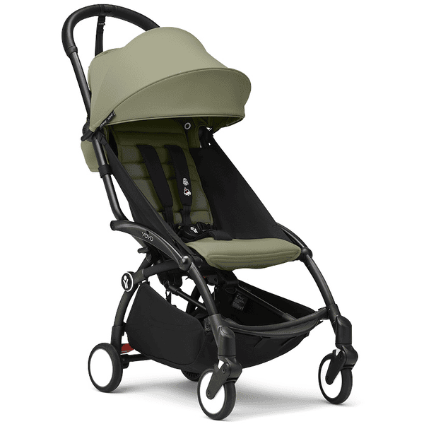 Stokke® Kinderwagen YOYO³ Gestell black inkl. 6+ Textilset Olive