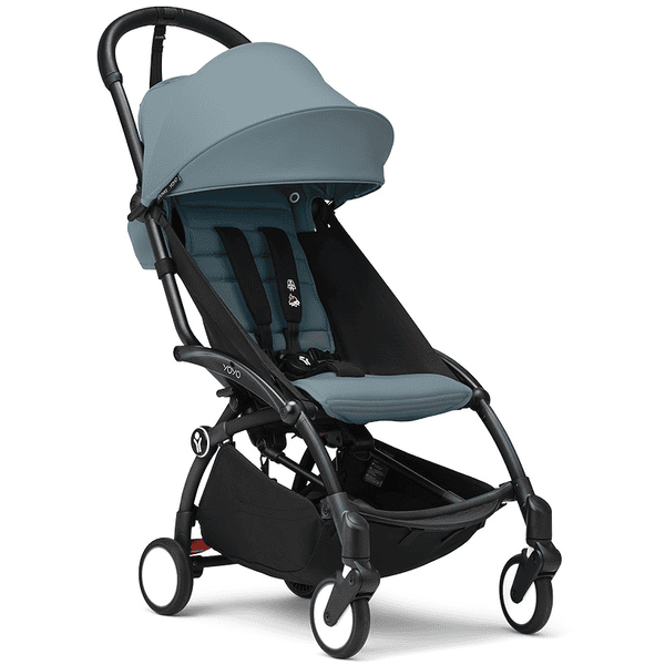 Stokke® Kinderwagen YOYO³ Gestell black inkl. 6+ Textilset Aqua