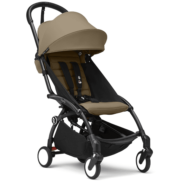 Stokke® Kinderwagen YOYO³ Gestell black inkl. 6+ Textilset Toffee