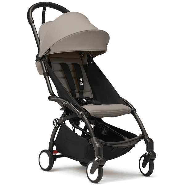 Stokke® Kinderwagen YOYO³ Gestell black inkl. 6+ Textilset Taupe