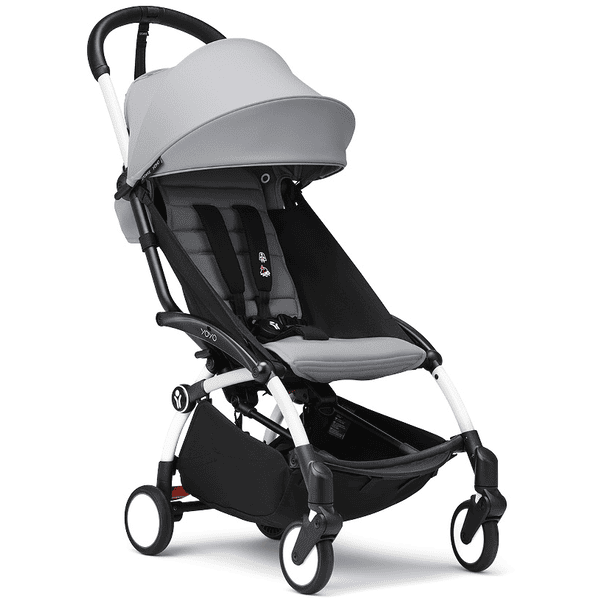 Stokke® Kinderwagen YOYO³ Gestell white inkl. 6+ Textilset Stone