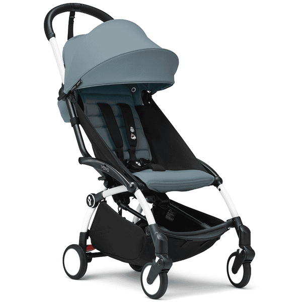 Stokke® Kinderwagen YOYO³ Gestell white inkl. 6+ Textilset Aqua