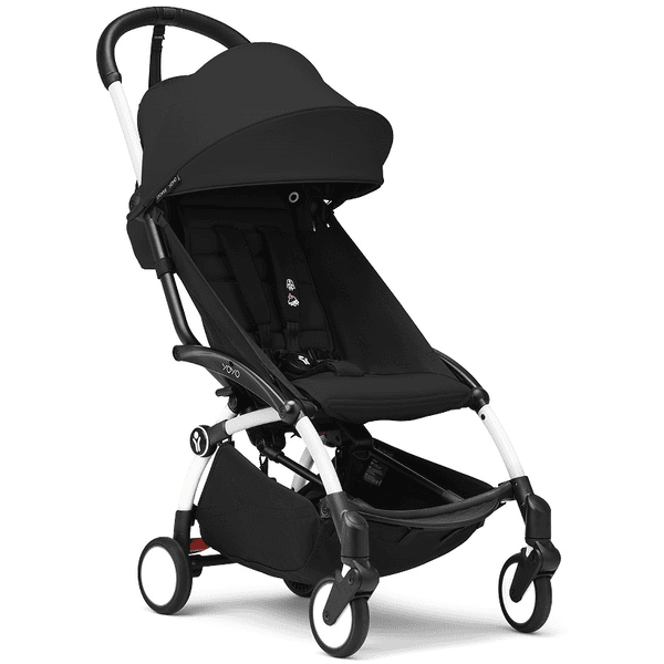 Stokke® Kinderwagen YOYO³ Gestell white inkl. 6+ Textilset Black