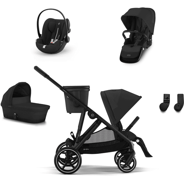 cybex GOLD Black Black Black i-Size Black Black Conjunto para hermanos Gazelle S Moon incl. accesorio para cochecito Gazelle S Cot Moon , silla de coche infantil Cloud G Plus Moon Plus, unidad de asiento S Moon y adaptador 