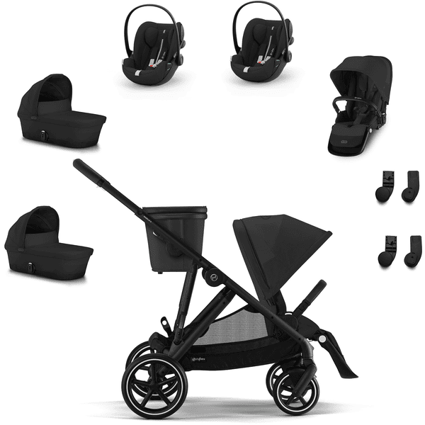 cybex GOLD Black Black Black i-Size Black Tvillingesæt Gazelle S Moon inkl. barnevognsforsats S Cot Moon, S-sædeenhed Moon, autostol Cloud G Plus Moon Plus og S-adapter