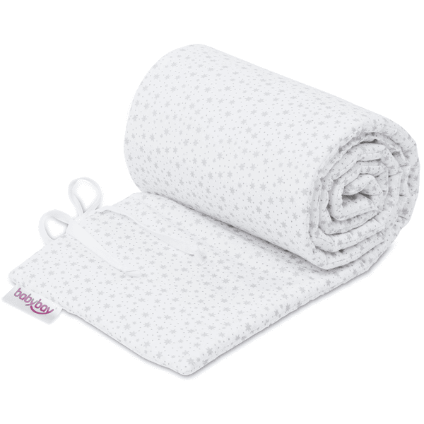 Cotton babybay® nido organic adecuado para el modelo Boxspring XXL blanco purpurina estrellas plata