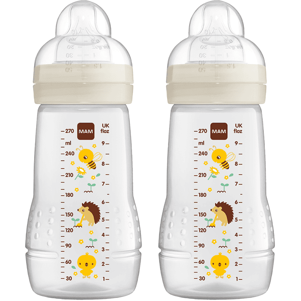 MAM Babyflaske Easy Active ™ 270 ml, bi/pindsvin i dobbeltpakke