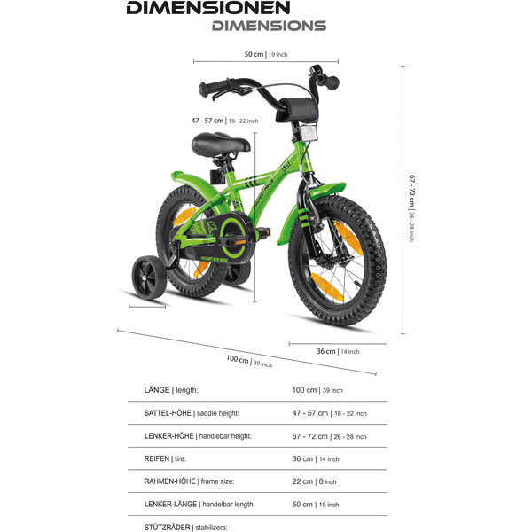 vochtigheid Lezen Welsprekend PROMETHEUS BICYCLES® Hawk Fiets 14'', groen-zwart | pinkorblue.nl
