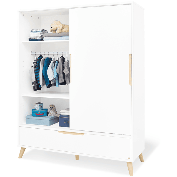 Armoire enfant blanche en bois penderie et lingère – Bridge - Pinolino