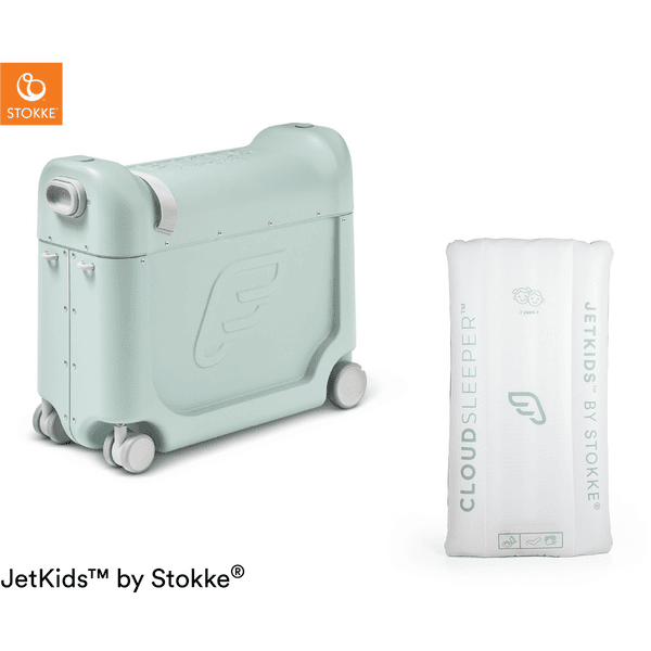 JETKIDS™ BY STOKKE® Aufsitzkoffer BedBox™ Green Aurora und Matratze CloudSleeper™ weiß