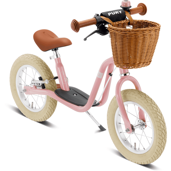 PUKY ® Bicicleta sin pedales LR XL BR Classic retro-rosé con freno y cesta