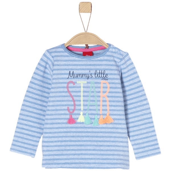 s. Oliver Girls tričko Mummy´s little STAR s dlouhým rukávem light modré stripes