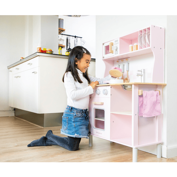 New Classic Toys Cuisine enfant Modern, plaque de cuisson bois rose