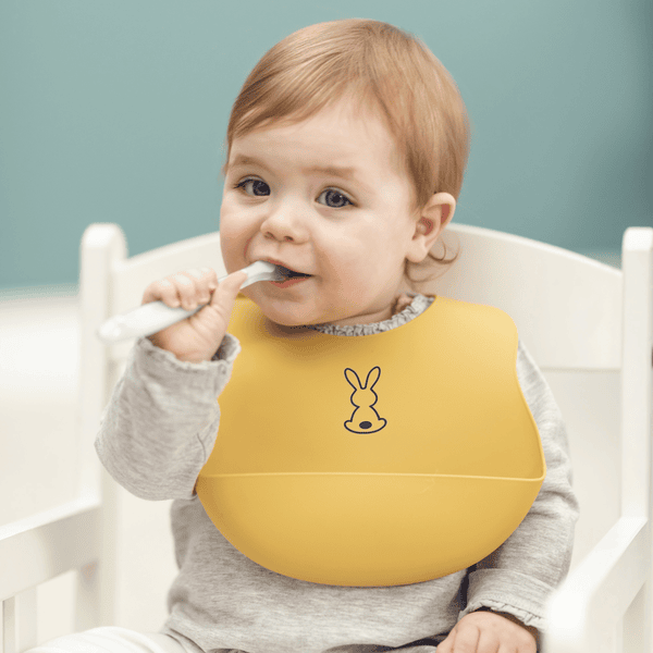 Babero silicona para bebe Amarillo