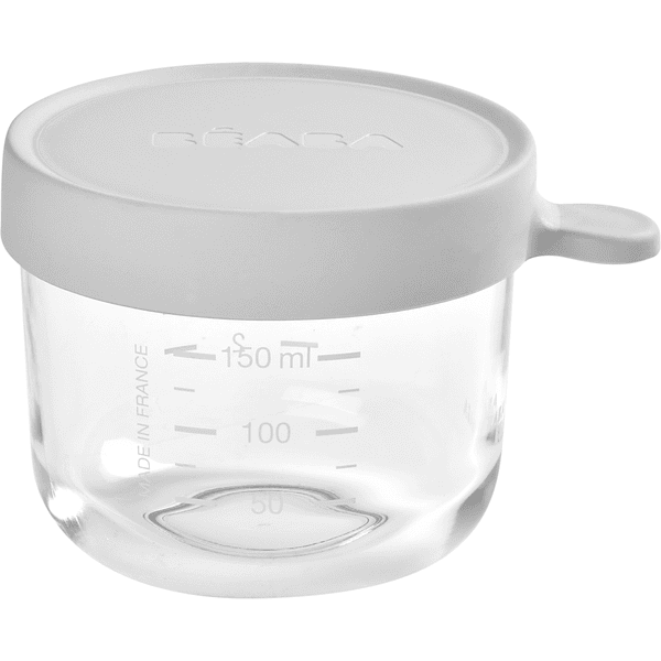 BEABA® Portionsbehälter aus Glas 150 ml hellgrau