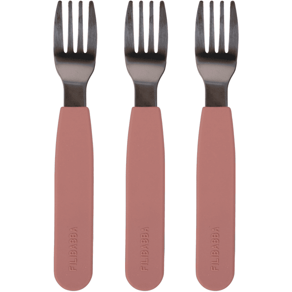 Filibabba  Pack de 3 tenedores de silicona - Rosa