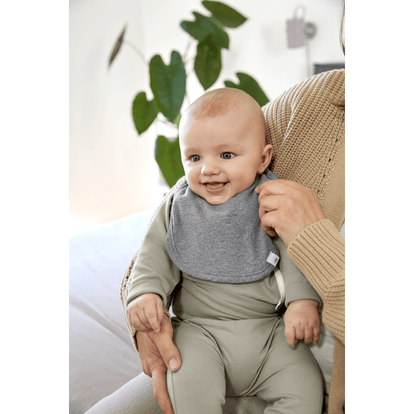 Lässig Bavaglino neonato, 3 pz, grigio scuro/grigio chiaro/beige