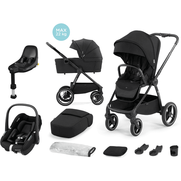 Kinderkraft Kombikinderwagen NEA 2 in 1 midnight inkl. MAXI COSI Babyschale Pebble S Tonal und Basisstation FamilyFix S