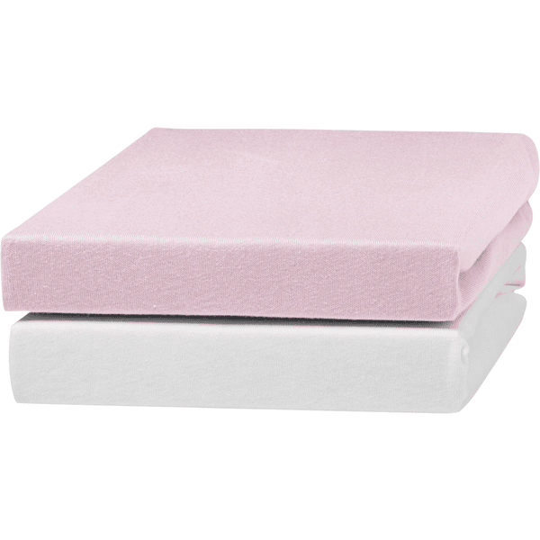 urra Jersey-laken 2-pakning 40 x 90 cm hvit/rosa