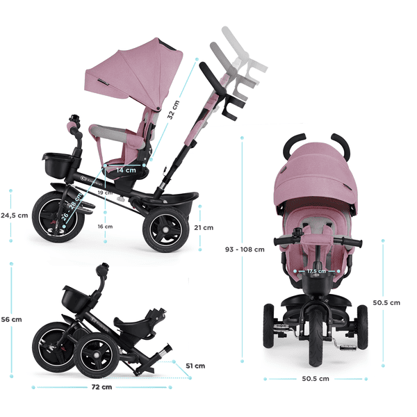 Kinderkraft Triciclo 5 en 1 SPINSTEP, rosa palo 