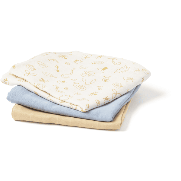 Kids Concept ® mušelínové deky Sada 3 kusů modrá