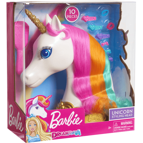 Barbie Dream topia enhjørning frisør hoved pinkorblue.dk
