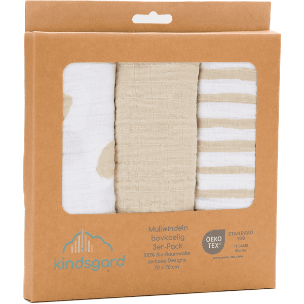 kindsgard Mullwindeln bovkaelig 3er-Pack beige