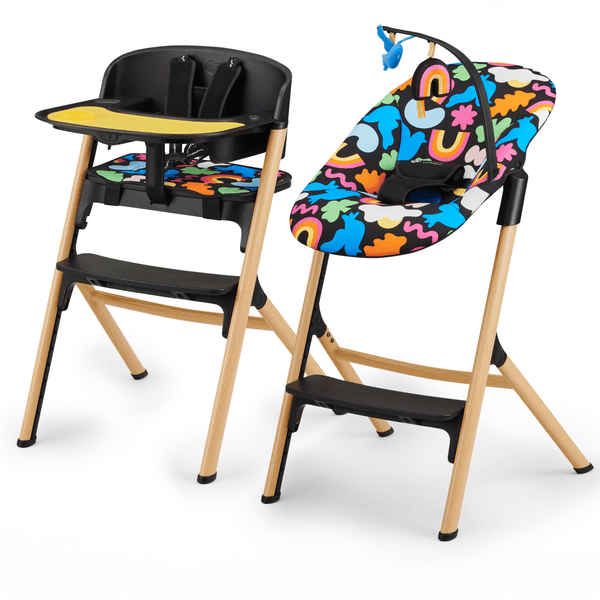 Kinderkraft Chaise haute enfant évolutive LIVY transat CALMEE Happy Shapes