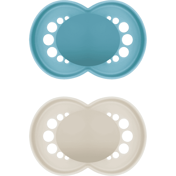 MAM Nukke Original Puhdasta silikonia, 2kpl, sininen/beige, 16+ kk:n ikäinen