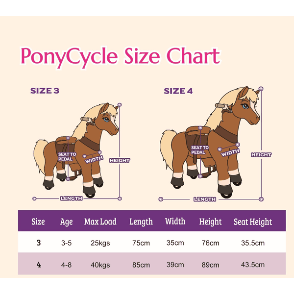 PonyCycle ® Caballo de juguete marrón con freno y sonido - pequeño 