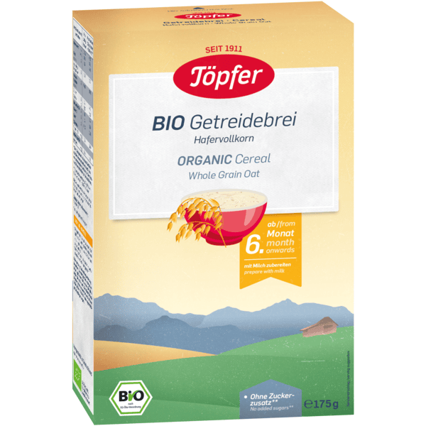 Töpfer Bio Getreidebrei Hafervollkorn 175 g ab dem 6. Monat