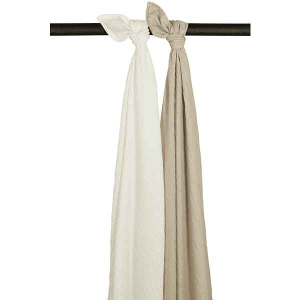 MEYCO Musselin Swaddle 2er-Pack Uni Offwhite/Sand