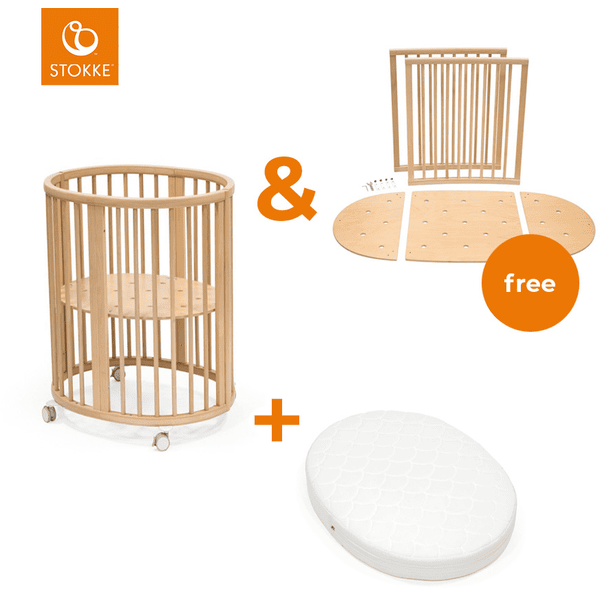 STOKKE® Sleepi™ Mini V3 natur mit Matratze und Gratis Kinderbett Umbausatz V3