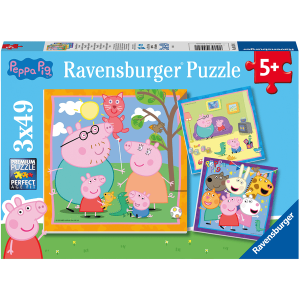 Ravensburger 3x39 Puzzle - La famiglia e gli amici di Peppa