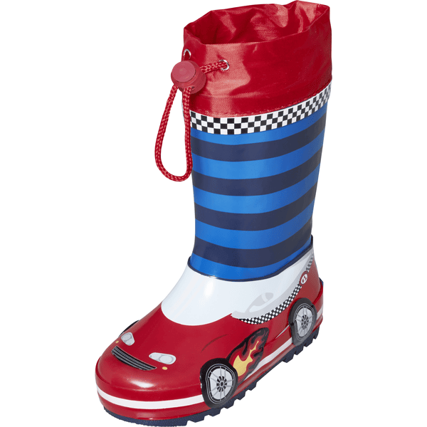 Playshoes  Bottes en caoutchouc Racing Car rouge/bleu