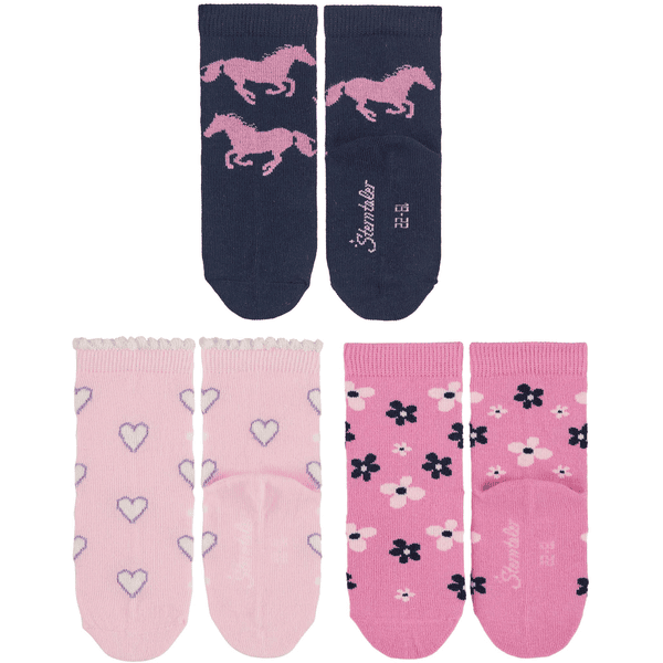 Sterntaler Chaussettes pour bébé pack de 3 chevaux marine 