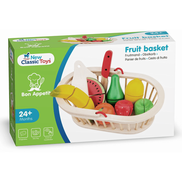 Ensemble de fruits et légumes à découper dans un panier 22576