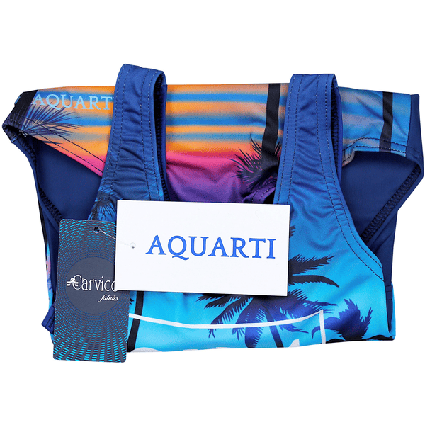 Aquarti Mädchen Badeanzug mit Bein Ringerrücken blau 